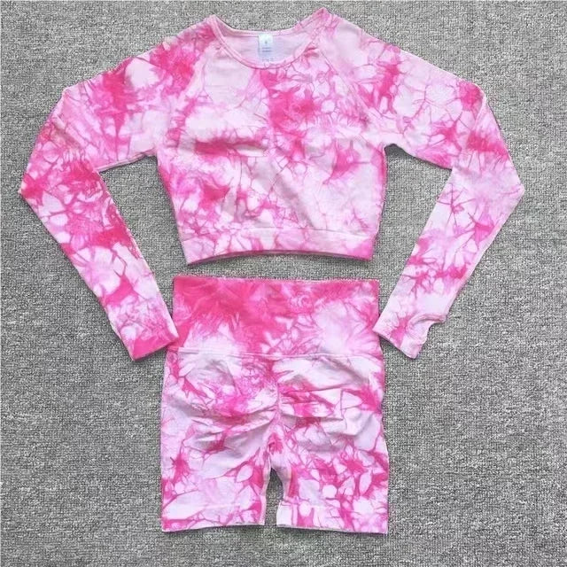 Seamless Sleeve Tie-Dyed Yoga Sets