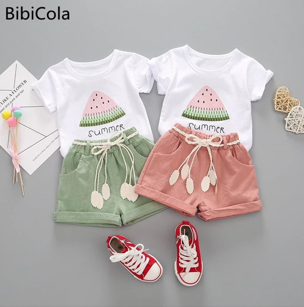 BibiCola summer girls clothing 2pcs set