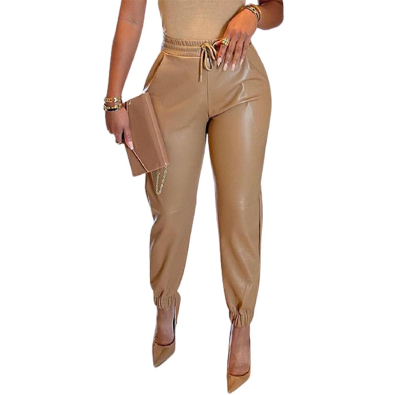 Eco-leather Pants W/Pocket
