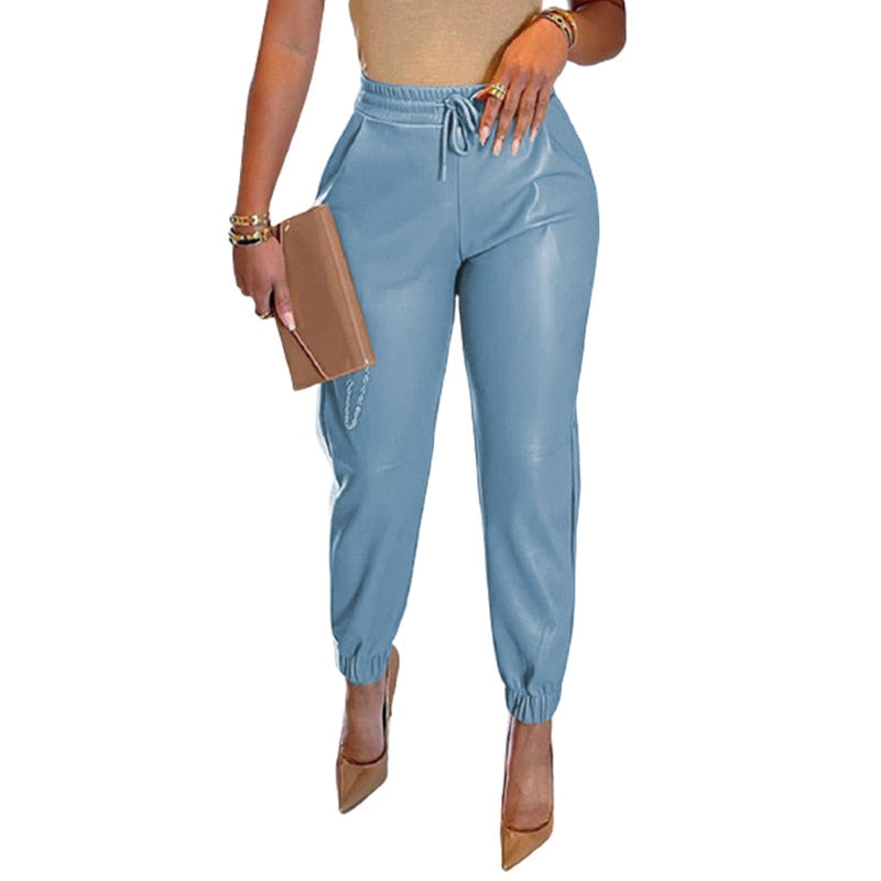 Eco-leather Pants W/Pocket