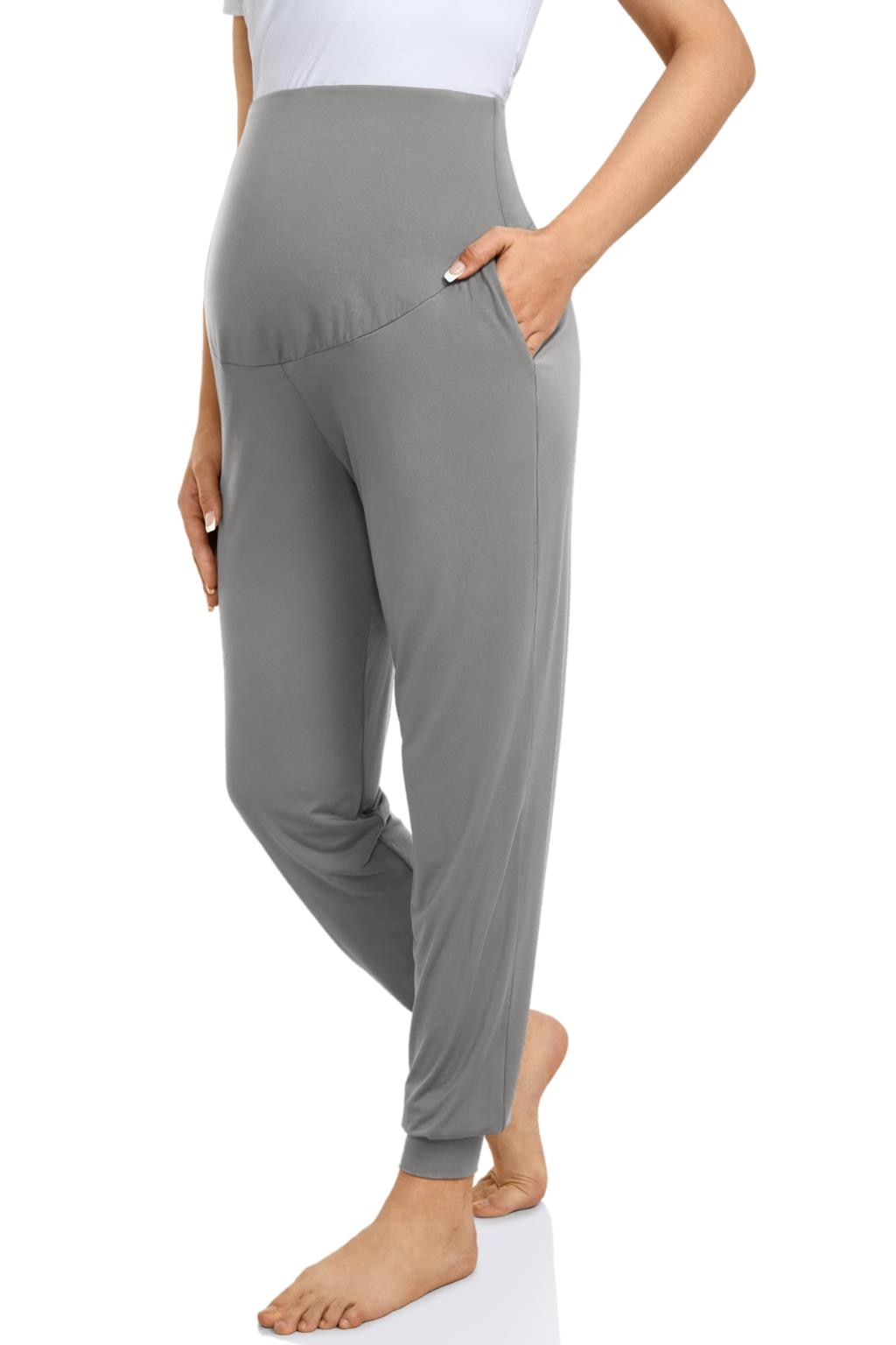Momanda Maternity Workout Pants. With Pockets, Over Belly Support, Stretchy, Casual, Loose fit, and Soft. good for being active and also lounge wear. - twobusybodies