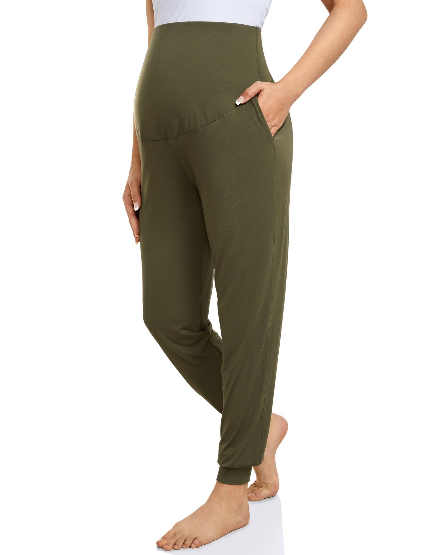 Momanda Maternity Workout Pants. With Pockets, Over Belly Support, Stretchy, Casual, Loose fit, and Soft. good for being active and also lounge wear. - twobusybodies