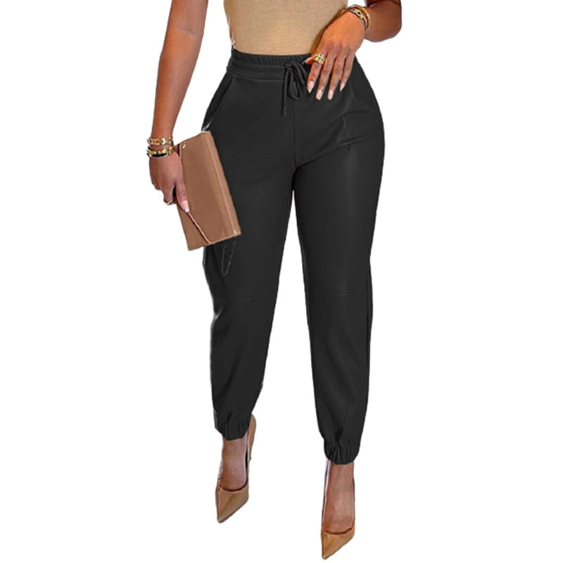 Eco-leather Pants W/Pocket