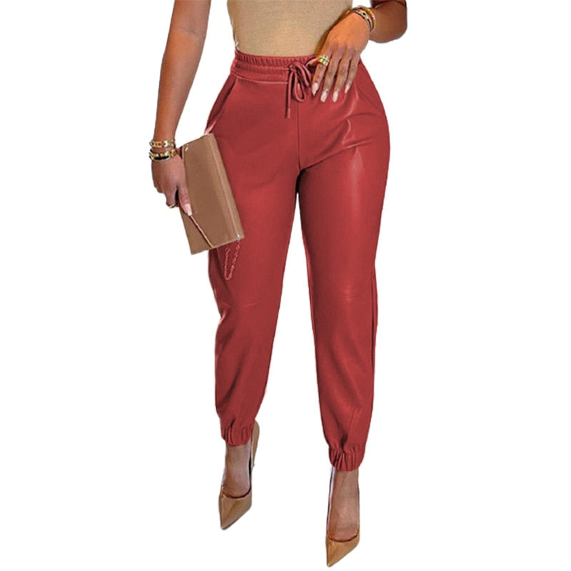 Eco-leather Pants W/Pocket