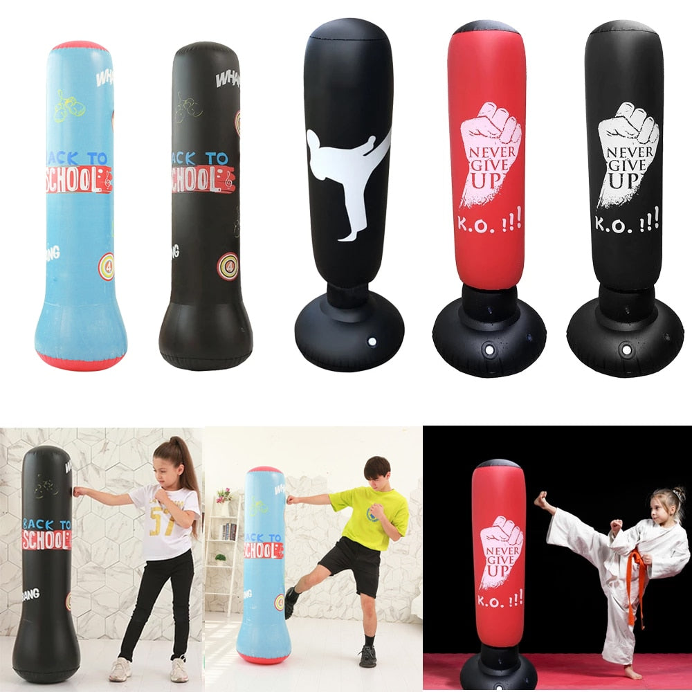 1.2/1.6M Inflatable Boxing Punching Bag for Adults/Children alike. Sandbag, Column Target, and a Stress Reliever. - twobusybodies