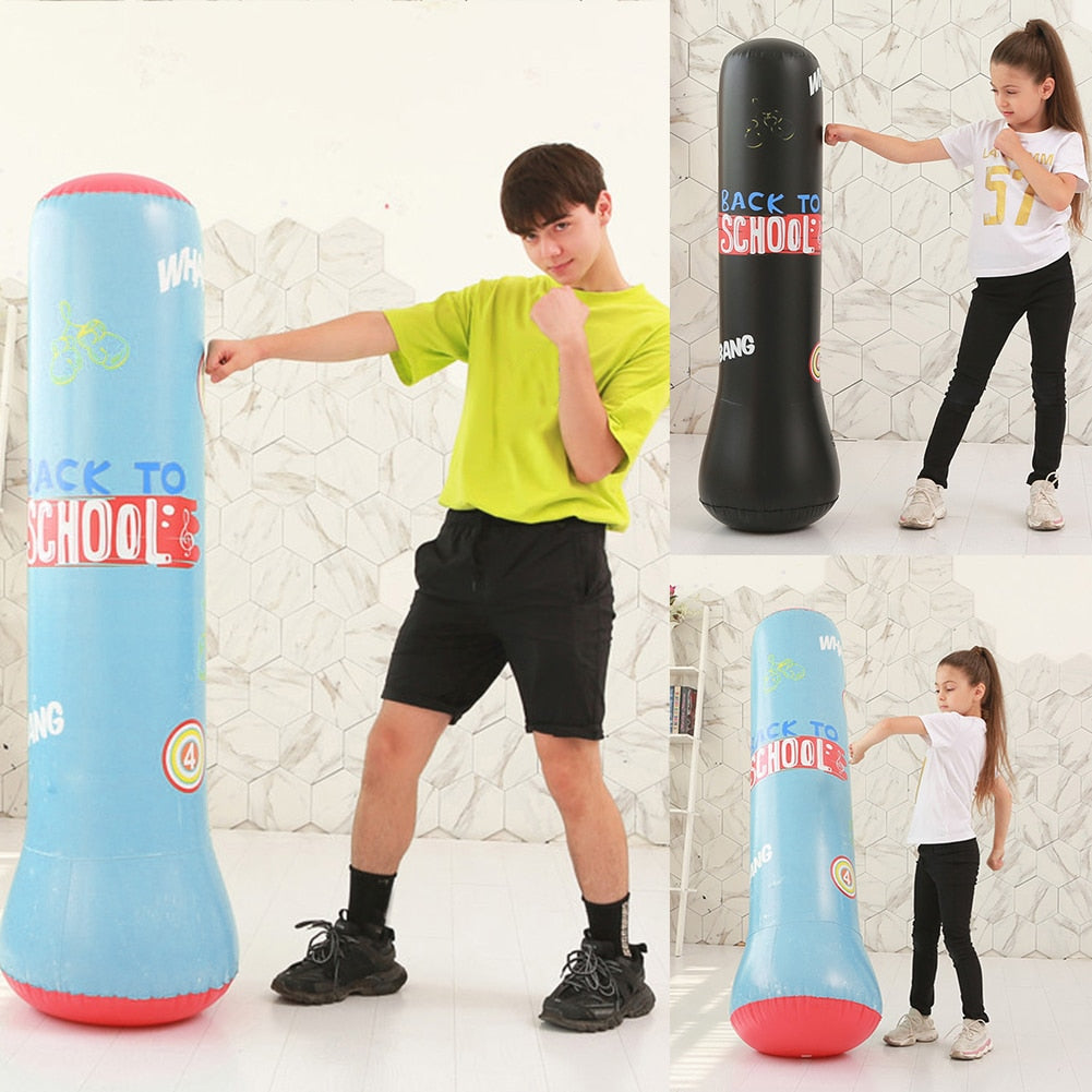 1.2/1.6M Inflatable Boxing Punching Bag for Adults/Children alike. Sandbag, Column Target, and a Stress Reliever. - twobusybodies