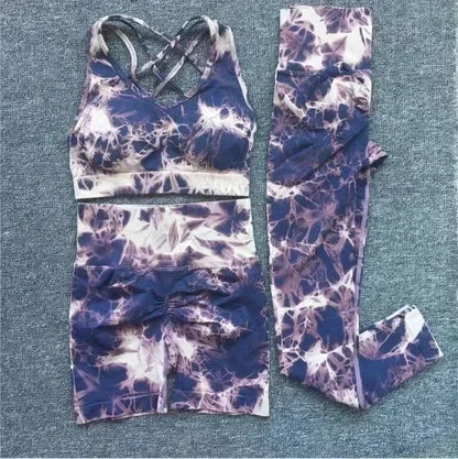 Seamless Tie-Dyed Yoga 3 PC Sets
