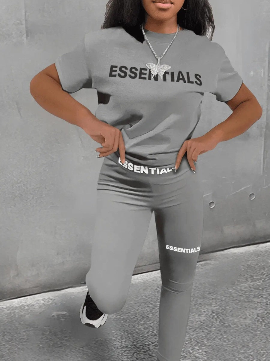 Essentials Letter Print 2PC Set