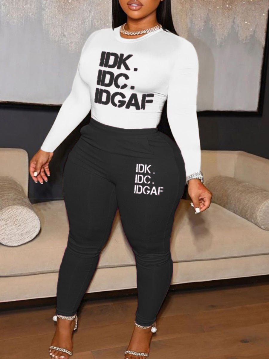 LW Plus Size Letter Print Pants Set