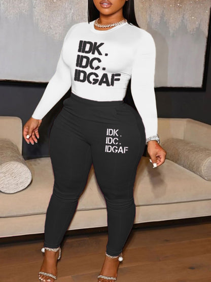 LW Plus Size Letter Print Pants Set