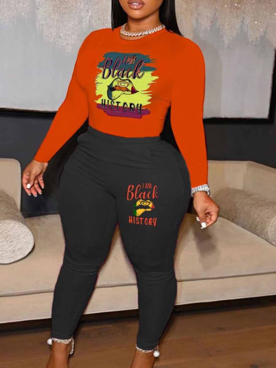 LW Plus Size Letter Print Pants Set