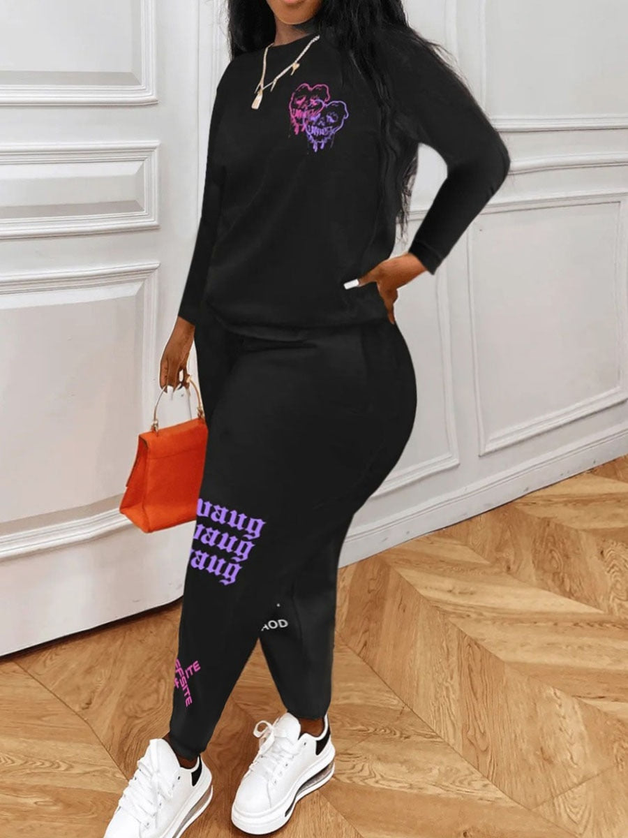 LW Plus Size Letter Print Pants Set
