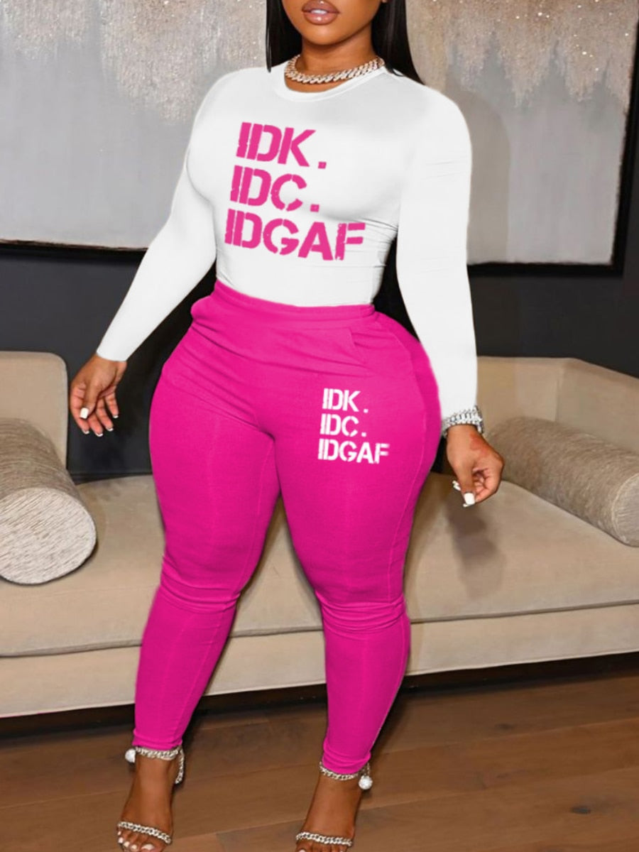 LW Plus Size Letter Print Pants Set