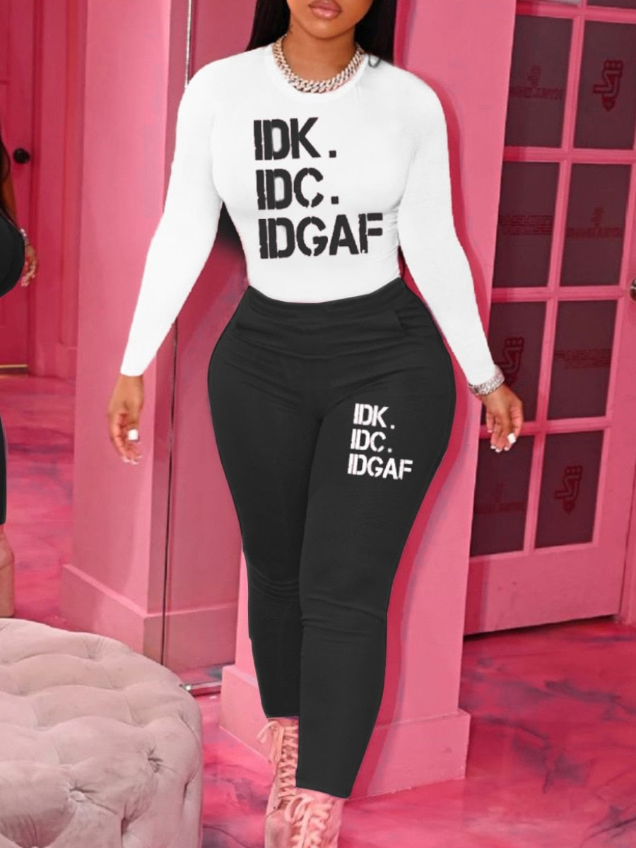 LW Plus Size Letter Print Pants Set