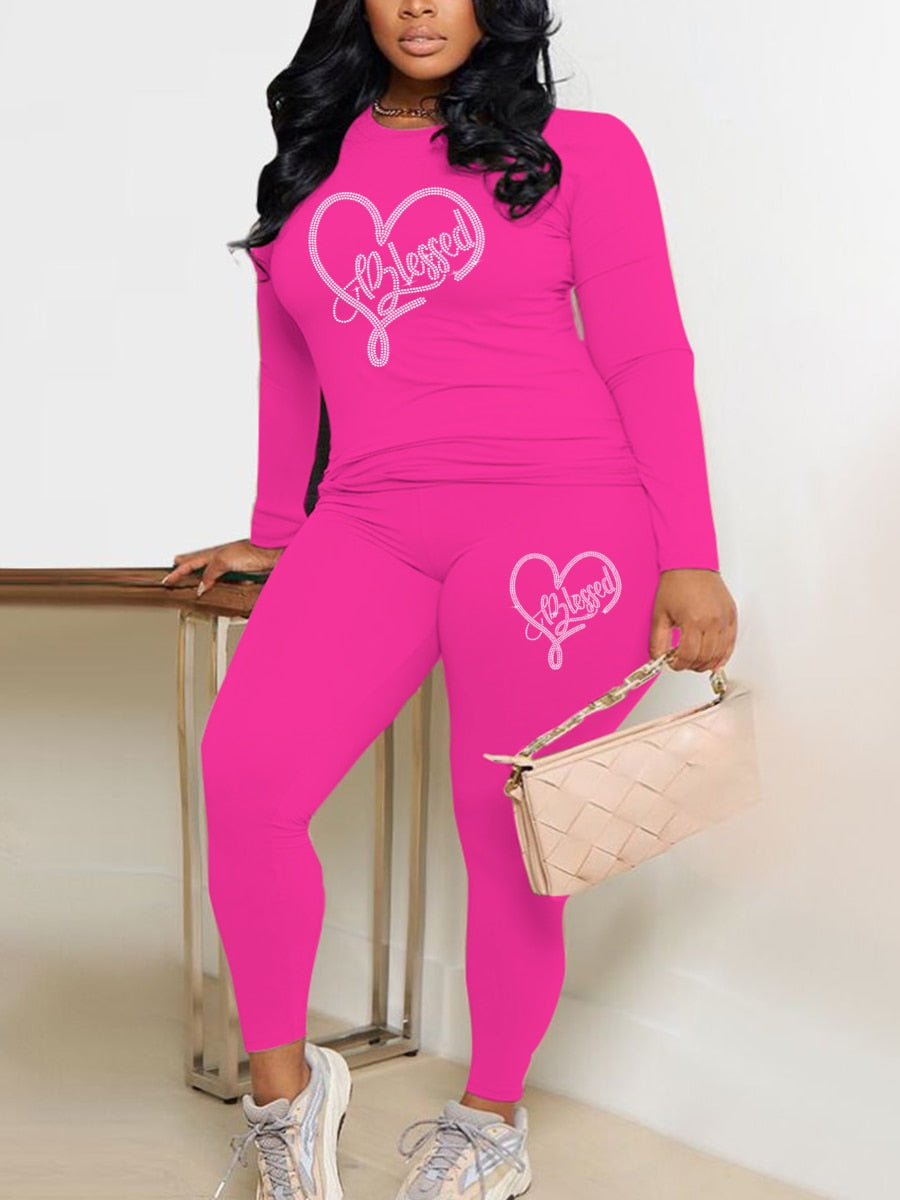 LW Plus Size Letter Print Pants Set
