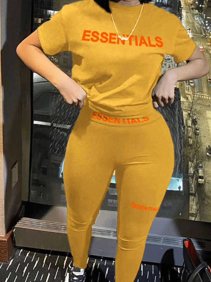 Essentials Letter Print 2PC Set